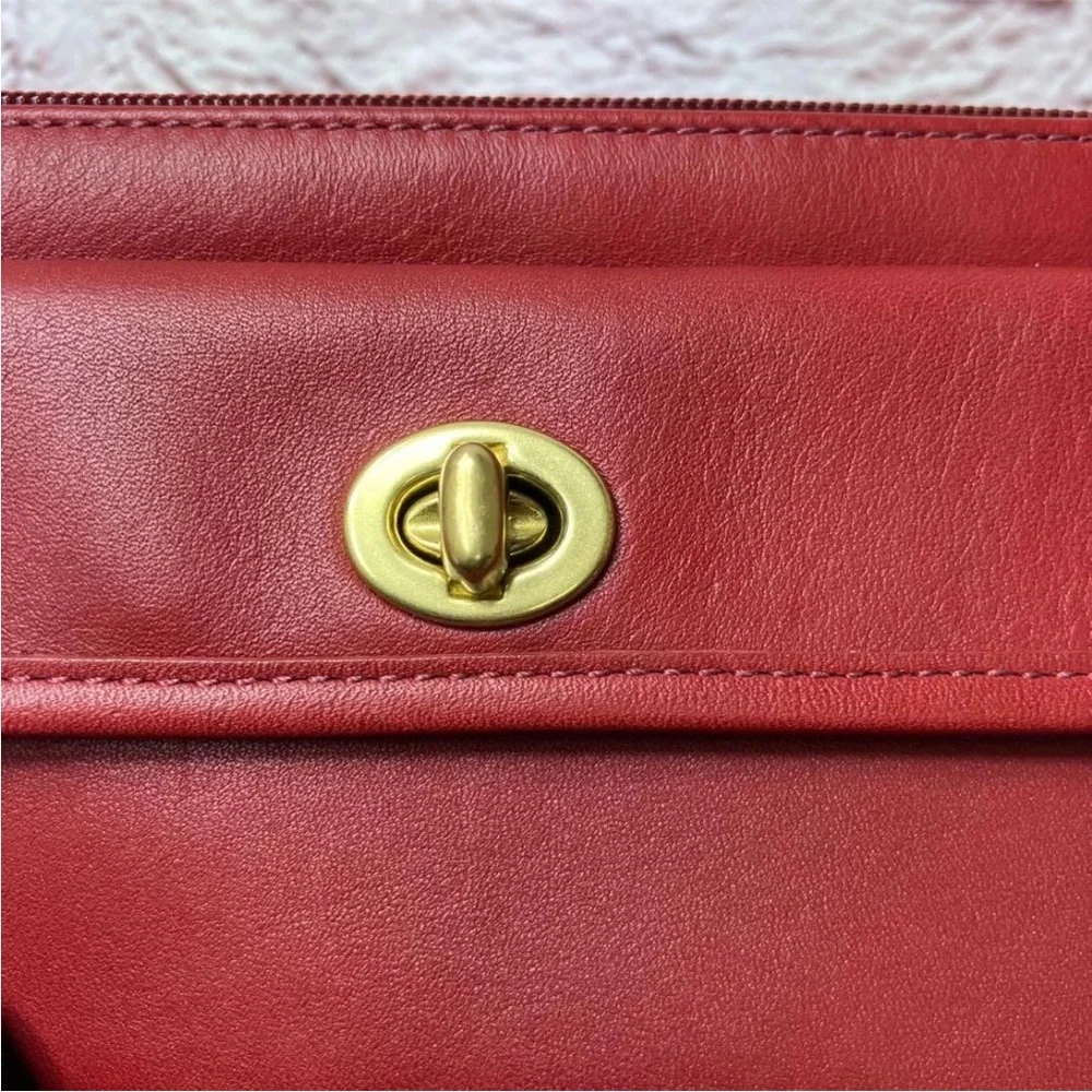 Coach Red Leather Wristlet with Gold Accents - Picture 9 of 16